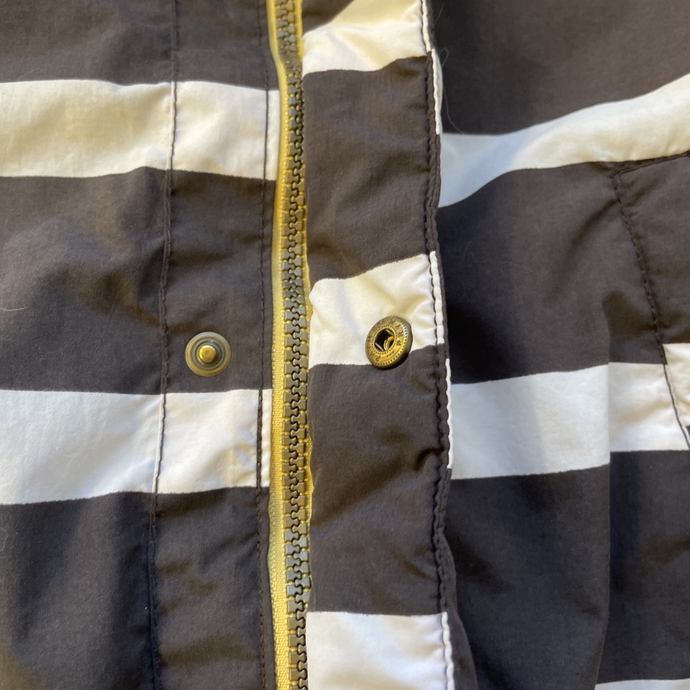 Mini Boden Boys Jacket Coat Parka size 8 Brown white Striped zip button cozy - Picture 5 of 14